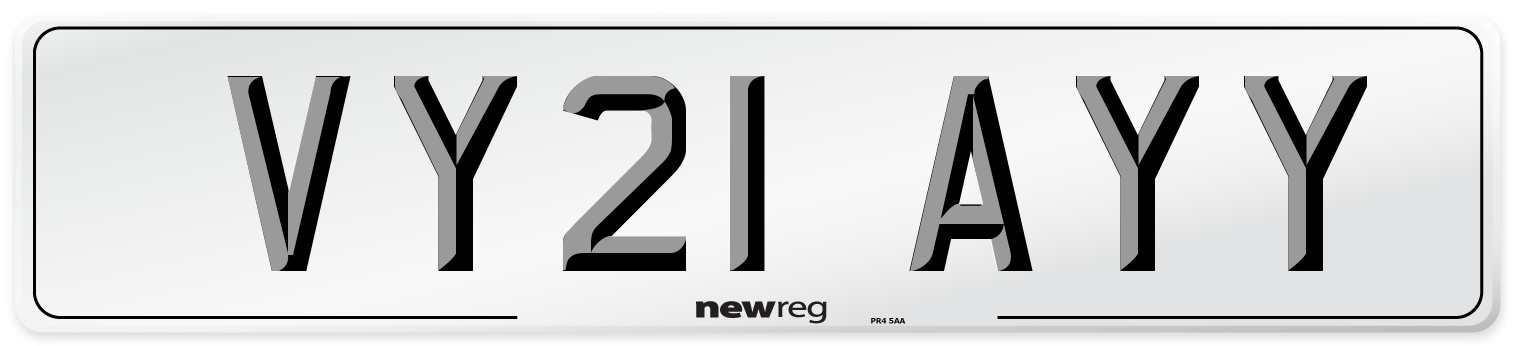 VY21 AYY Number Plate from New Reg